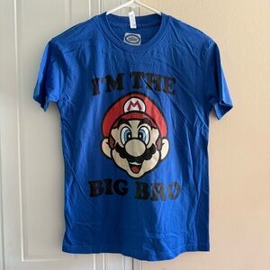 Blue Mario 'I'm the Big Bro' T-Shirt Short sleeve Blue‎ T-shirt Size Youth Large